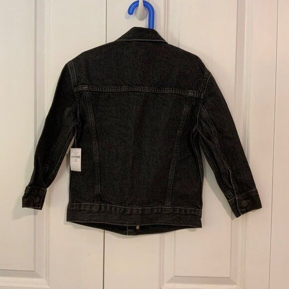 Gap Kids Black Denim Button Front Cotton Jacket XS Youth New - Picture 4 of 9